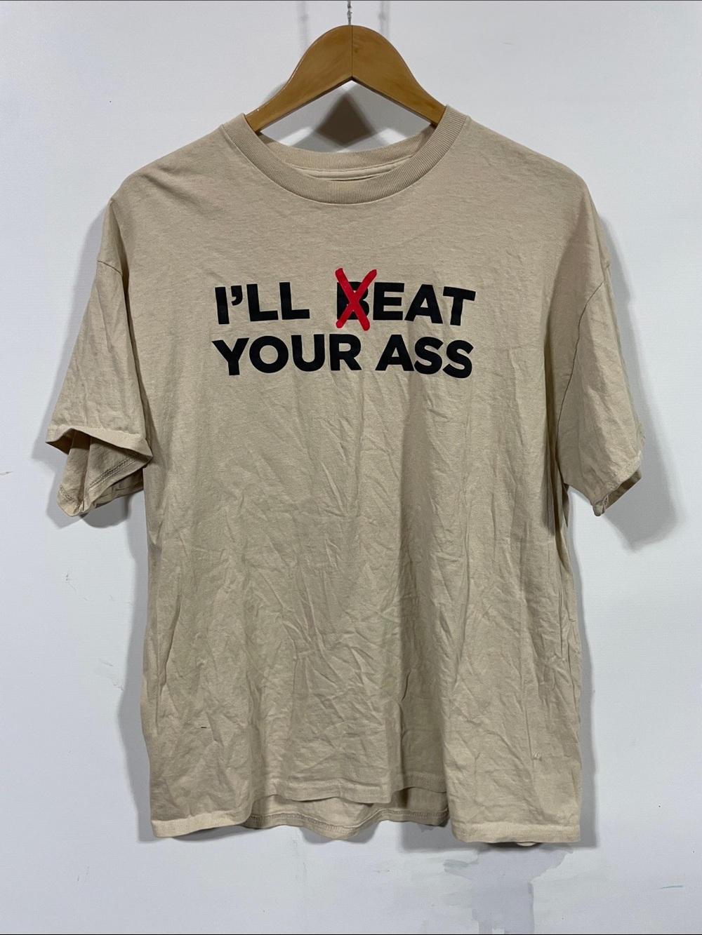 Danny Duncan Beige Short-Sleeve Graphic Tee with Bold Chest Print